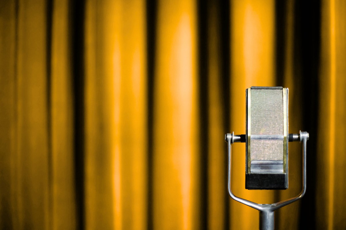 Vintage microphone on stage